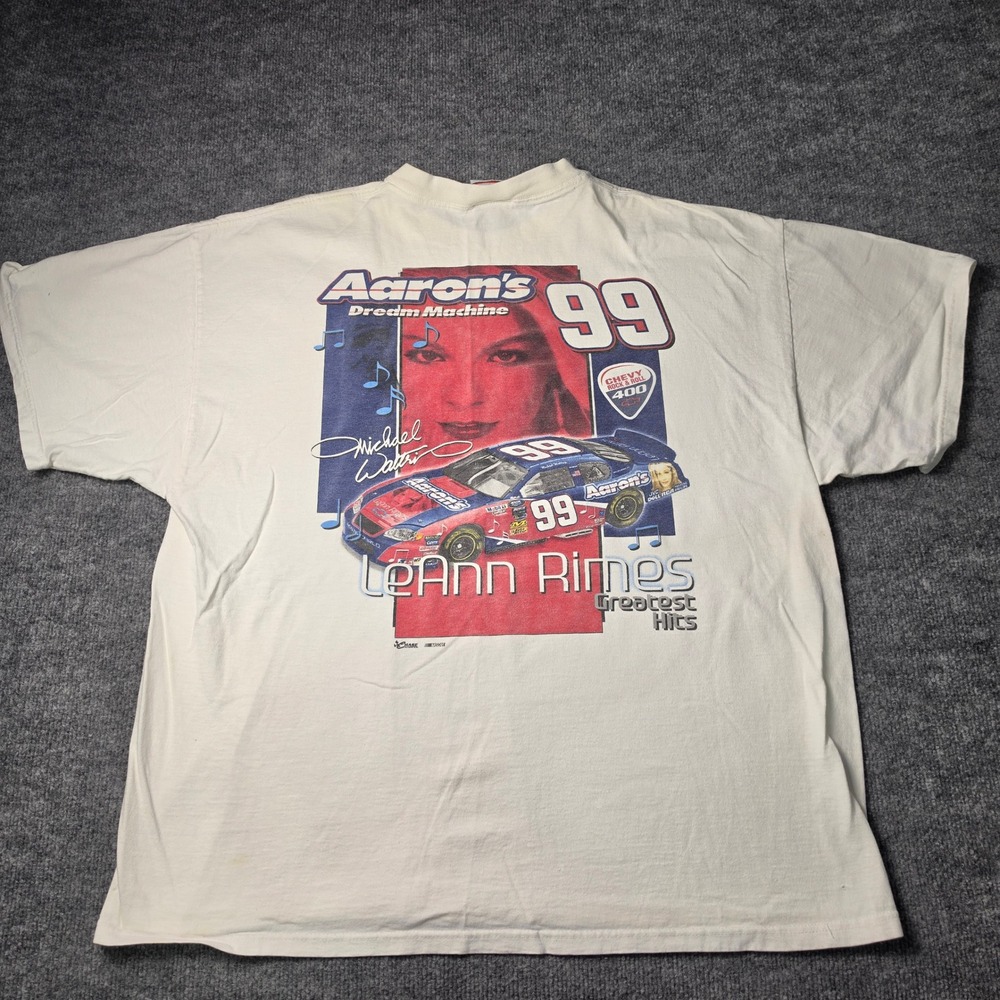 Vintage Chase Authentics NASCAR Michael Waltrip LeAnn Rimes T-Shirt White XL